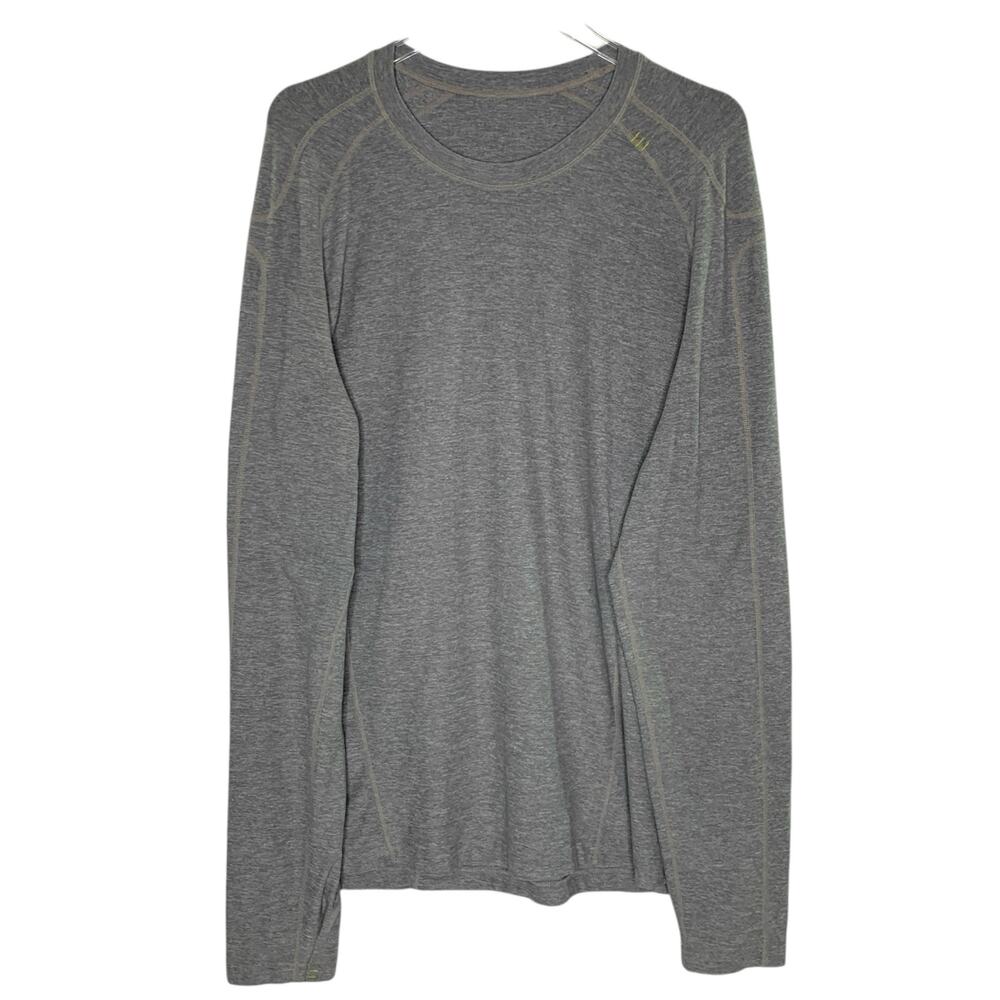 Lululemon XL Mens Soft Jersey Long Sleeve Shirt Gray Older Octagon Logo